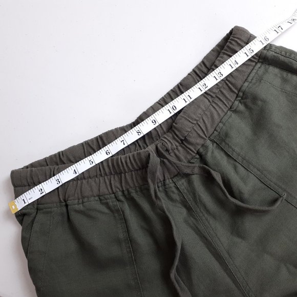 Roots Olive Green Linen Cotton Blend Joggers - Picture 8 of 16